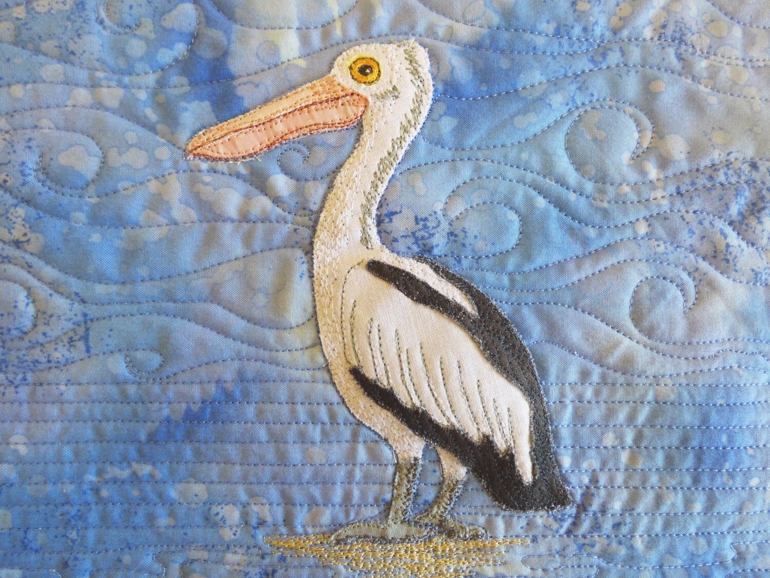 Pelican Thread Sketch Pattern Textile Art Embroidery Thread