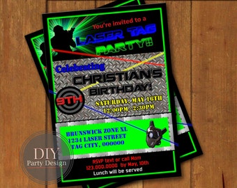 Laser Tag Birthday Invitation * Digital Party Invitation * You Print