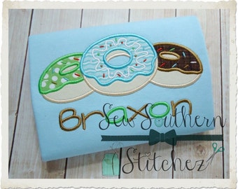 Doughnut Trio Applique Design ~ Yummy Doughnuts with Sprinkles and Icing ~ Instant Download