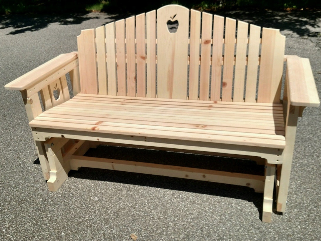 Handmade Wooden Porch Glider with Apple Design by InkedWoodworking