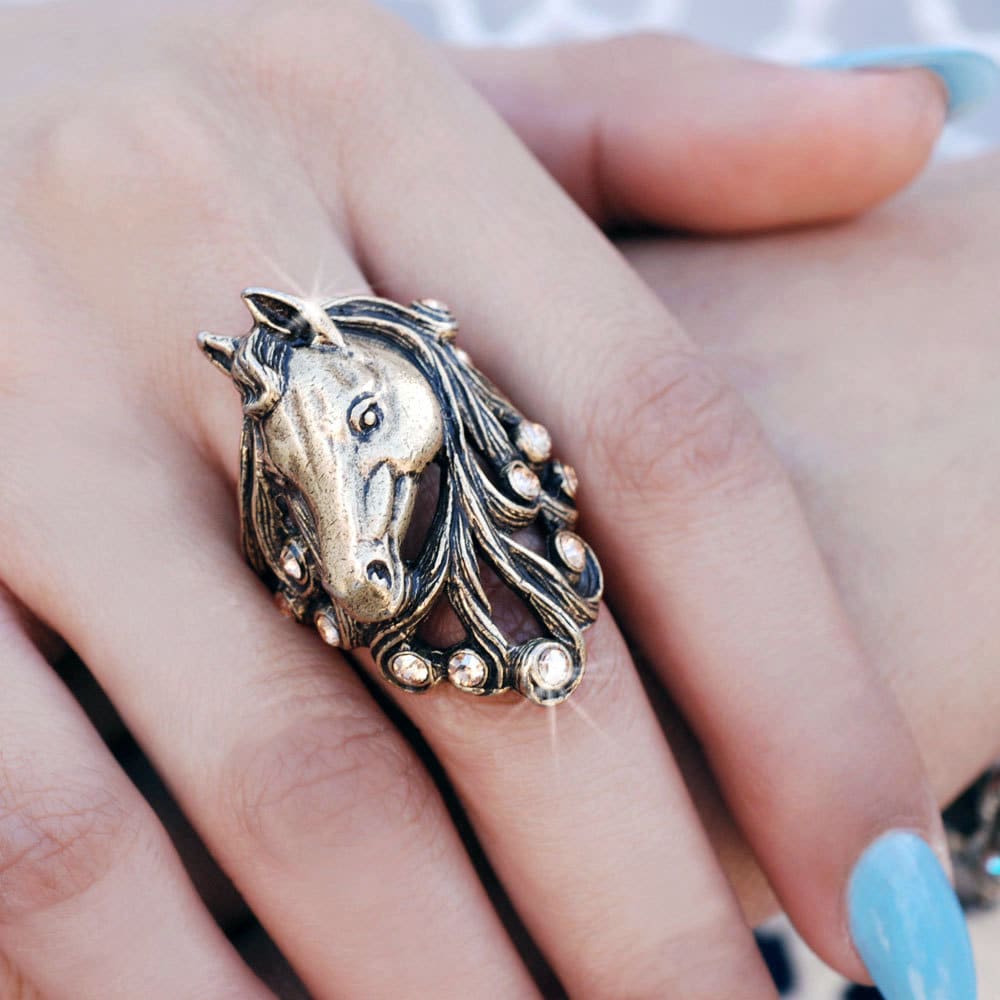 Horse Ring Equestrian Ring Horse Head Ring by ShelleyCooperJewelry