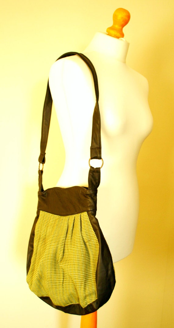 Women's Handbag  Green Cotton Shoulder Bag  Leather Purse  Ladie ...