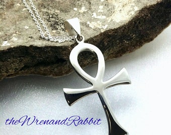 Sterling ANKH necklace pendant - eternal life - immortality - large sterling silver ankh pendant - Egyptian symbol - cross necklace - tau