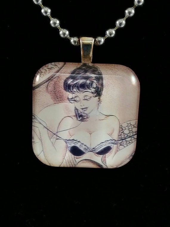 Pinup Necklace Pinup Girl Retro by RockabettieBoutique