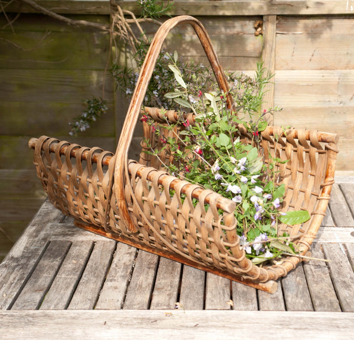 Vintage French Woven Wicker Trug/ Log Basket Haute Juice