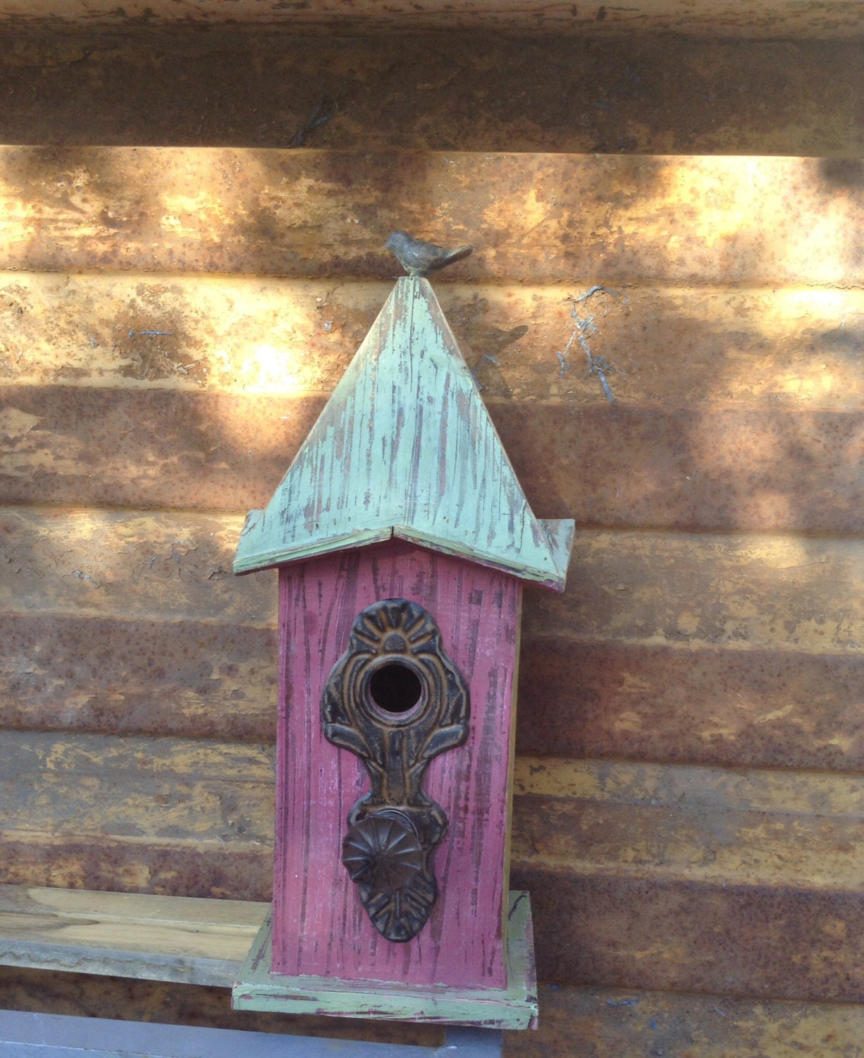 SALE Large Antique Inspired Wood Bird House by CherishedOverTime
