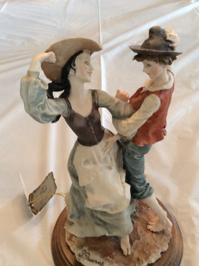 Vintage Capodimonte couple dancing statue figurine