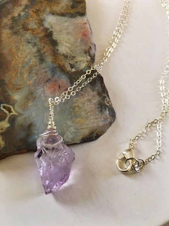 Amethyst Silver Wire Wrapped Crystal Necklace by GoldieGems