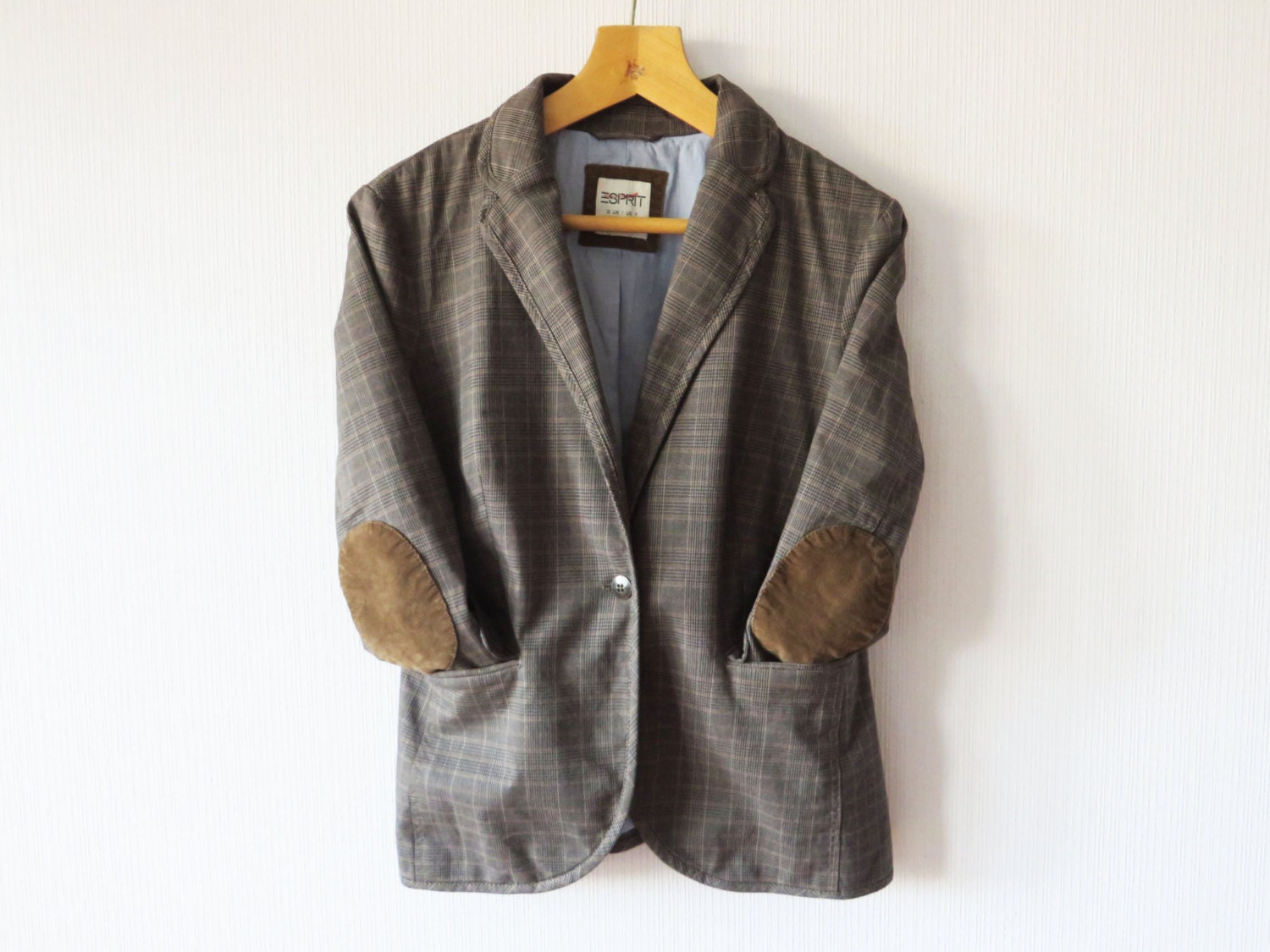 Brown Plaid Sport Coat With Elbow Patches Womens Checked