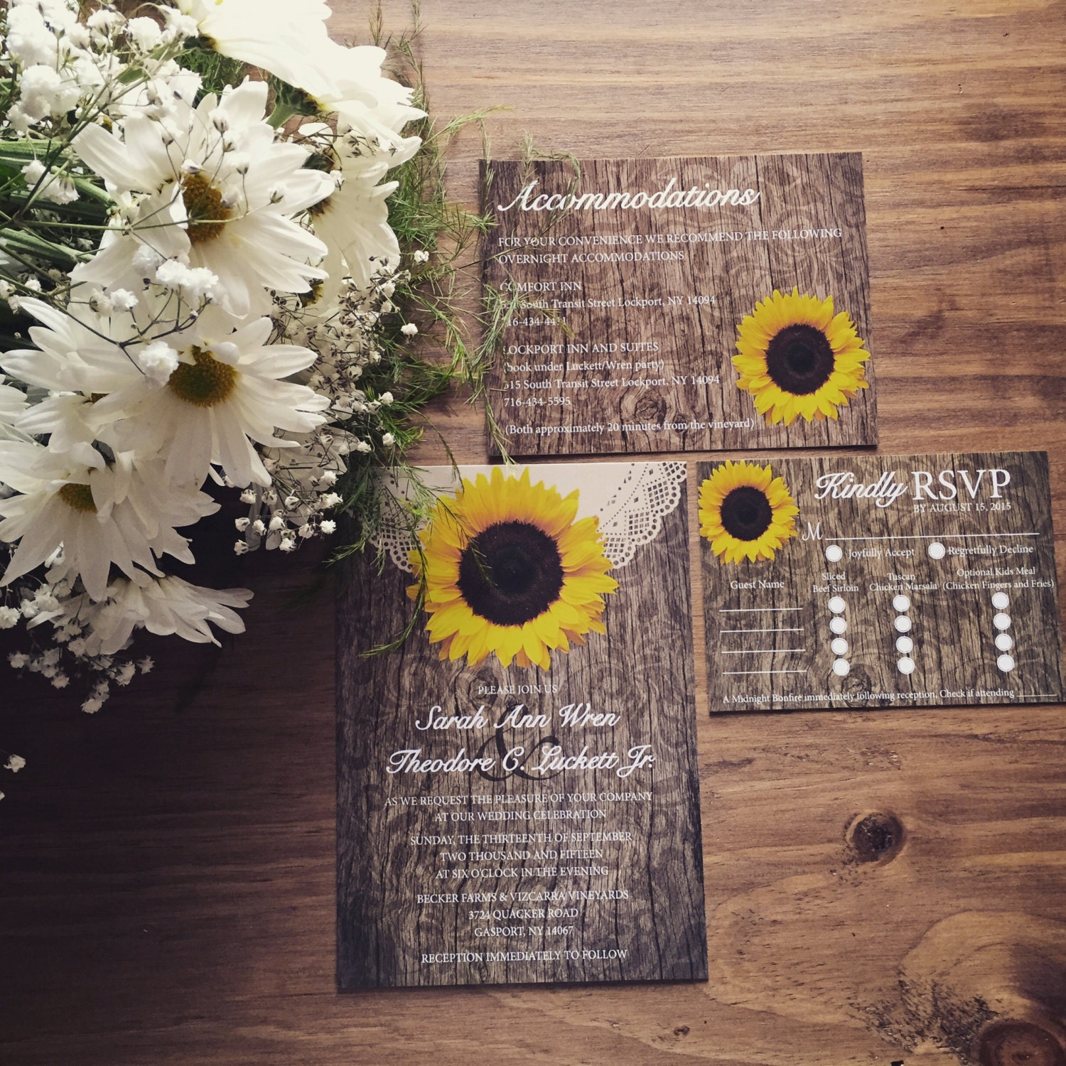 Rustic Sunflower Wedding Invitation Sunflower Wedding