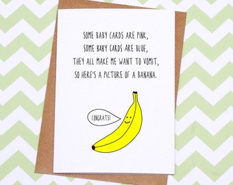 Funny New Baby Card - Different Baby Card - Banana Baby Card - Gender Neutral