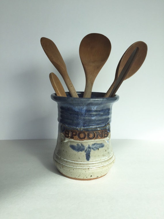 Stoneware Utensil Crock by SandHollowVintage on Etsy