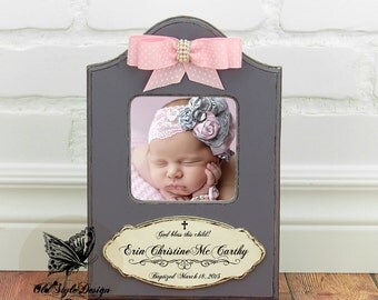 Baptism Gift GIRL Christening Gift GIRL Personalized Picture Frame Baptism Gift for Goddaughter Christening Gift Baby Frame First Birthday