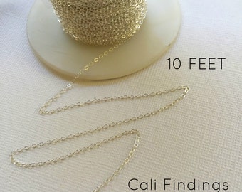 1.3mm Sterling Silver Chain- 10 FEET, Flat Cable Chain 1.3mm, Dainty Sterling Chain, Sterling Cable, Bulk Sterling Chain, Silver Cable