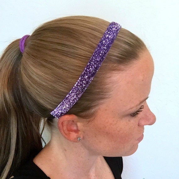 Purple glitter 5/8' velvet lined no slip by LaceyRaeDesigns