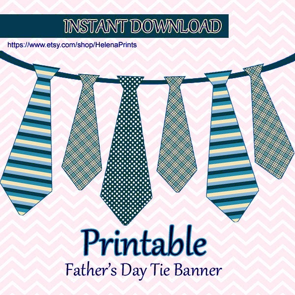 Father's Day Tie Banner Happy Father's Day Banner by HelenaPrints