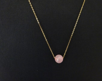 Rose Quartz Necklace, gemstone necklace, crystal necklace, Rose Qurtz stone in gold fill, sterling silver, Rose gold fill