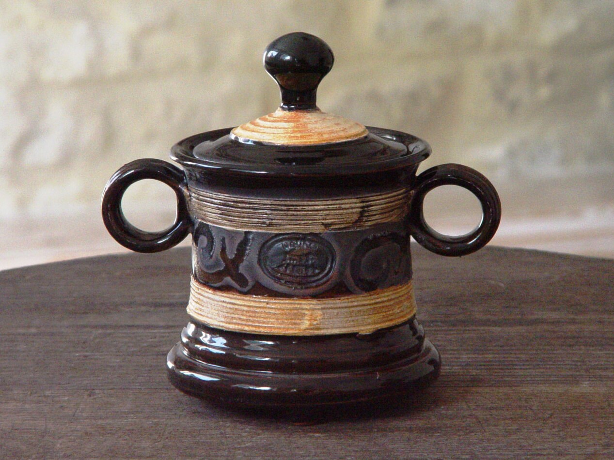 Pottery Sugar Bowl with Lid Ceramic Sugar Bowl. Wheel Thrown