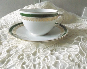 Vintage Imperial Crown China Austria tea cup and saucer Green and Dold Decor