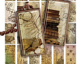 75% OFF SALE Steampunk Digital collage sheet PR003 printable download 1x2 inch image rectangle glass pendant resin 1x2 domino digital image