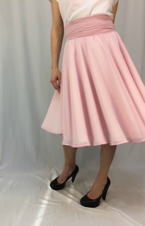 Pink Chiffon Skirt Women Loose Chiffon Skirt Elegant Tea 