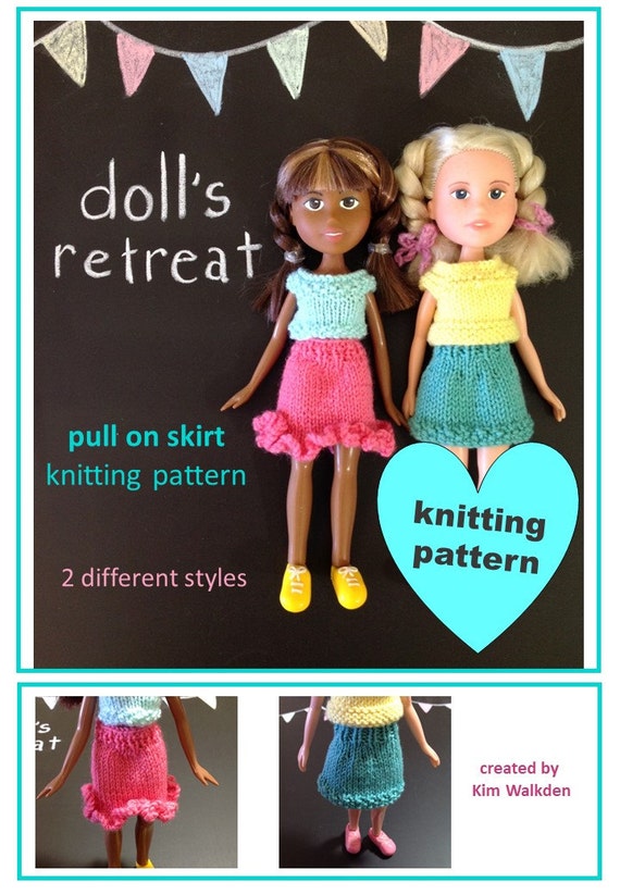 Knitting pattern skirt for rescued recycled made under Bratz