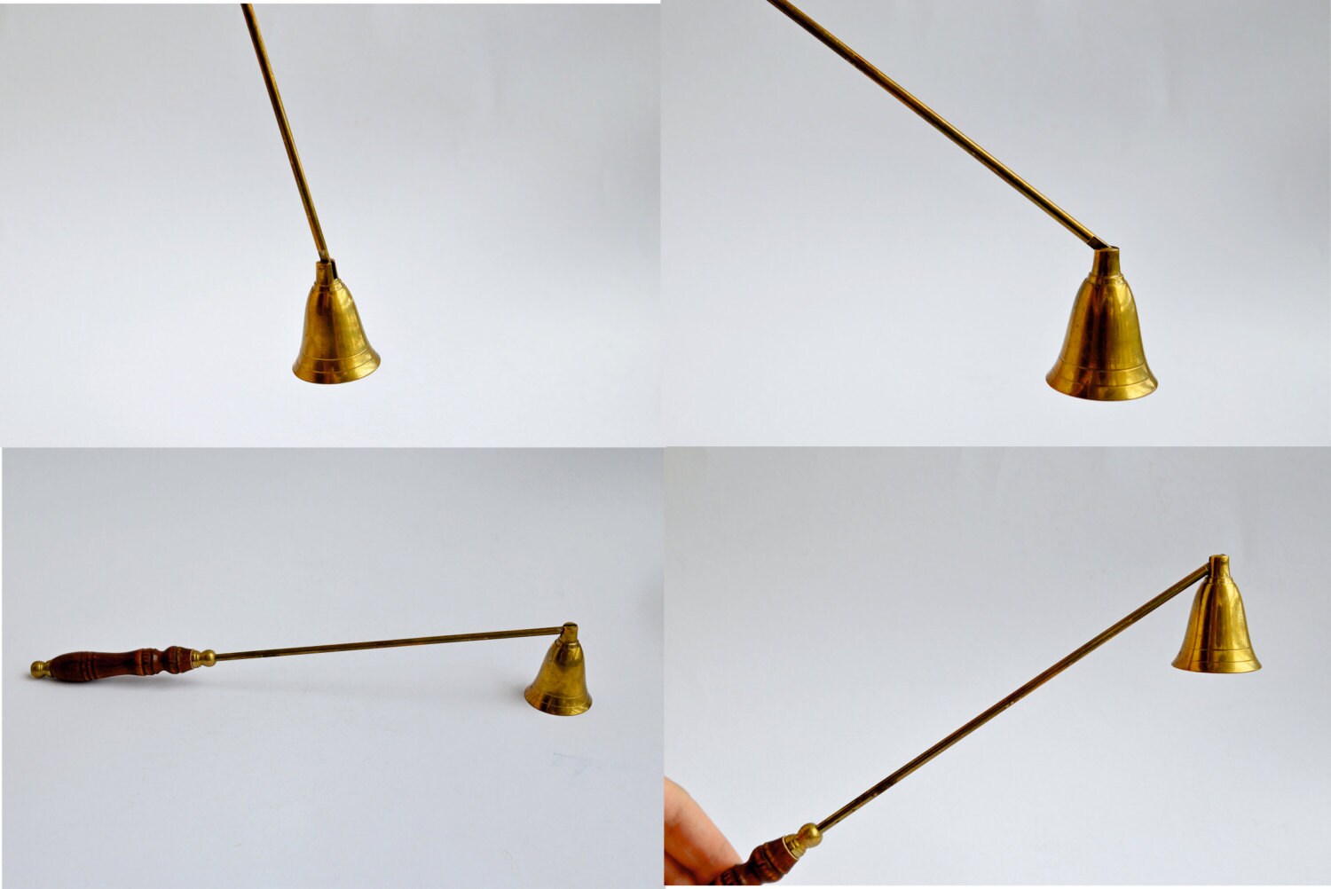 Vintage Brass Candle Snuffer, Long Rare Candle Accessory, Antique