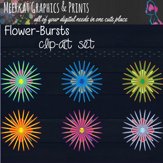 Flower Burst Clip Art Set -20 High Quality Digital Clip Art