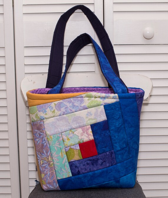 Log cabin tote bag, quilted purse, cute and cuddly, size: including ...