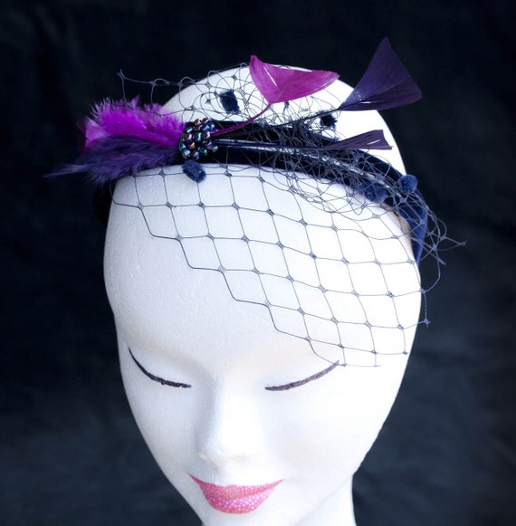 Fascinator Midnight Blue Alice Band Mouling by JCNfascinators