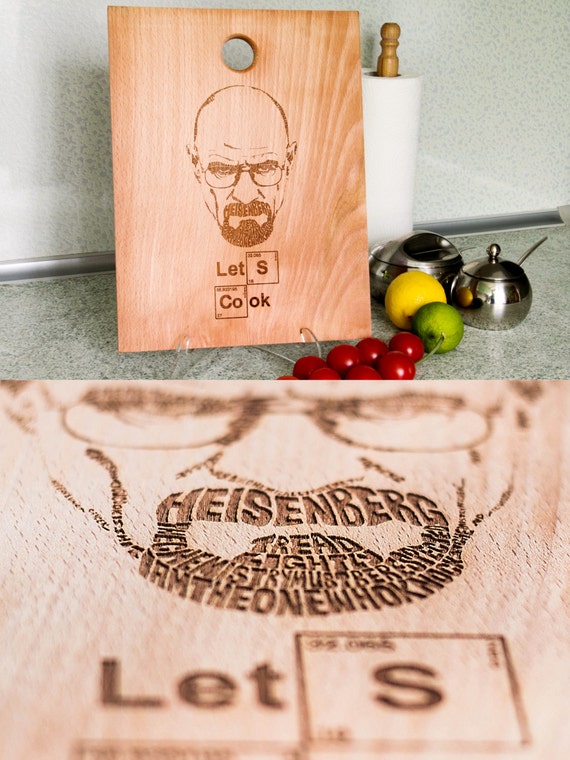 Items Similar To Breaking Bad Cutting Board Heisenberg Lasered Engraved Lets Cook Walter 