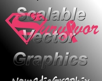 Breast Cancer Awareness - Superman Survivor - Vector Cut File - SVG / DXF / EPS