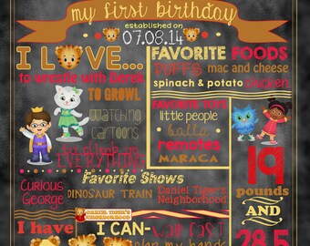 Daniel Tiger Birthday Stat "Chalkboard"(digital poster)