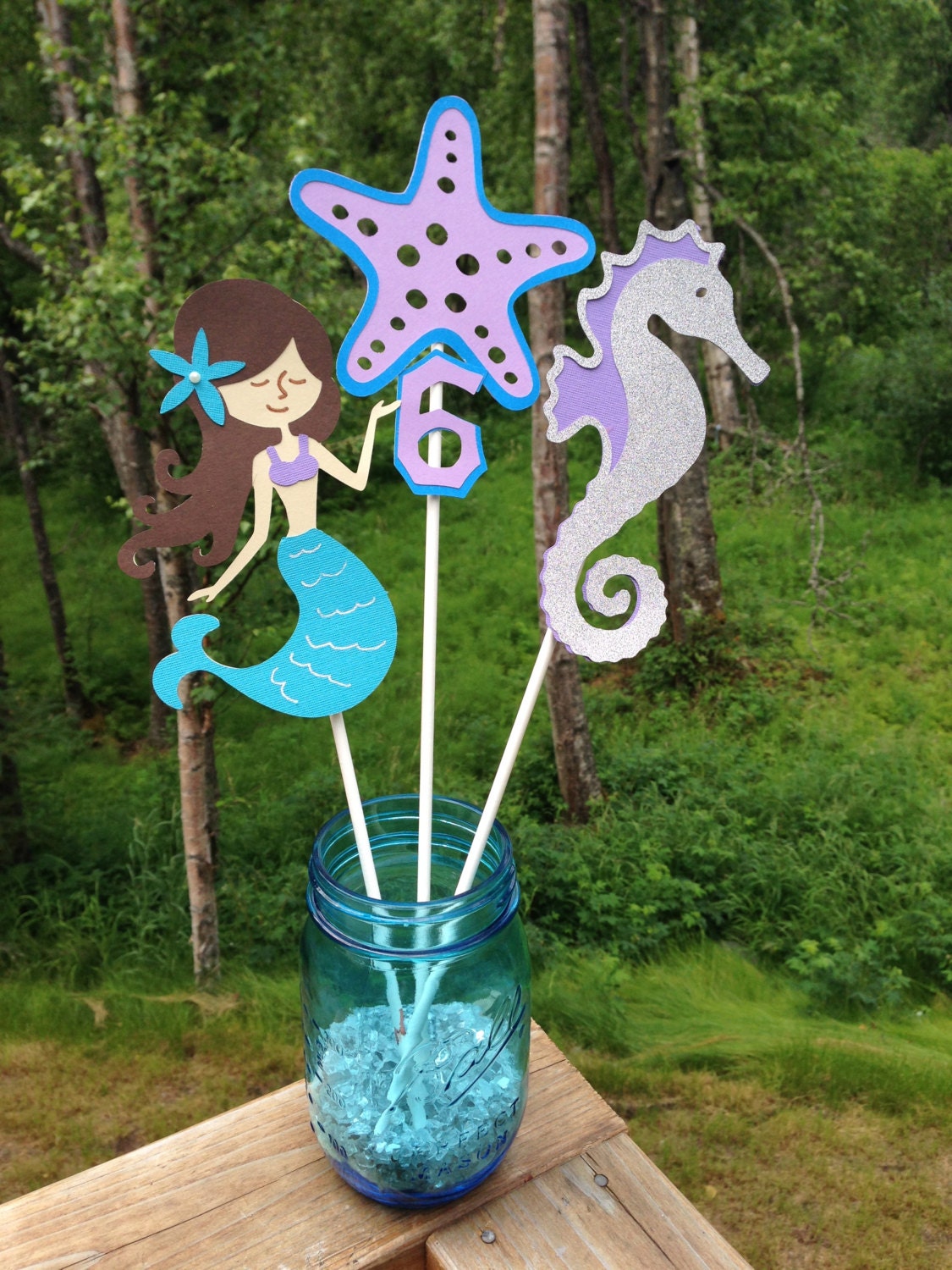 Let's Be Mermaids Centerpiece Sticks 15-Pack - Baby Shower Birthday Party Decor, Table Toppers, Photo Booth Props - View #10