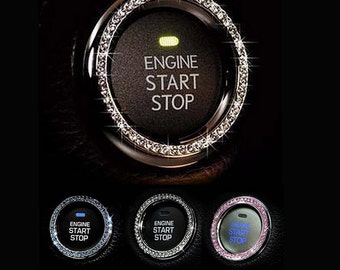 Rhinestone Car Bling Ring Emblem Decal, Bling Interior Car Accessories, Crystal Ring Decal For Car Button & Key Ignition, Knobs, Car Decor