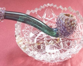 Glass Tobacco Pipe - "Teal Passion Sherlock"