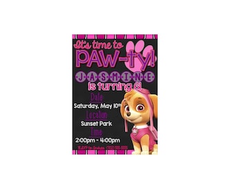 PRINTABLE Girl's Paw Patrol Birthday Invitation