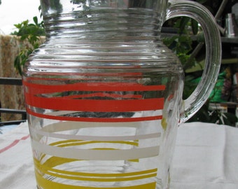 Vintage Fifties Red, White & Yellow Juice Pitcher