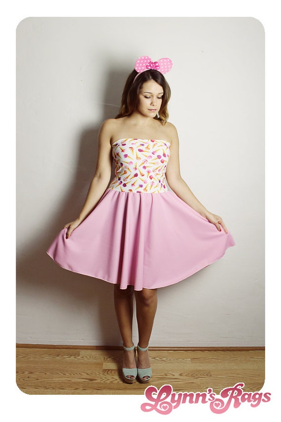 Ice Cream Dress Pink Dress Ice Cream Cone Dress by lynnsrags