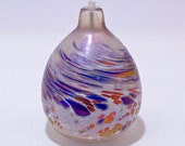 Glass Oil Lamp Handblown Clear Lamp with Blue and Shimmering Bronze variations, 1985 Vintage Glass Oil Lamp Handblown Clear Lamp with Blue and Shimmering Bronze variations, 1985 Vintage