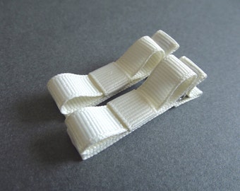 Ivory Hair Clips Cream Hair Clips Ivory Tuxedo Bows Cream Tuxedo Bows Lined Hair Clips Baby Hair Clips Baby Girl Hair Clips Ivory Barrettes