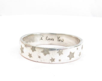 Custom Handwriting Jewelry - Patterned Wedding Ring- Posey Ring - Engraved Ring - Personalized Jewelry