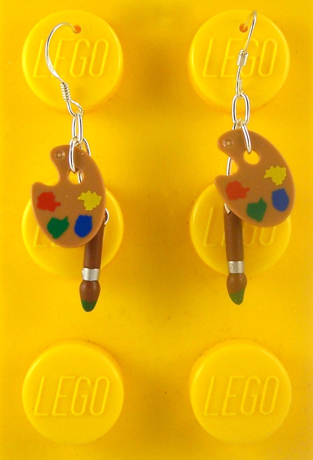 Artist Palette & Brush Earrings SALE Sterling Silver Stamped