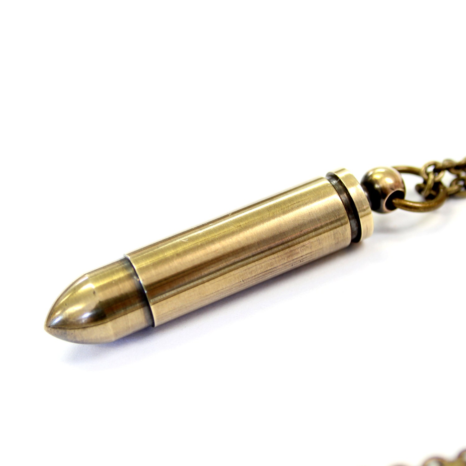 Brass Bullet cremation Urn Necklace Solid Brass Bullet Vial