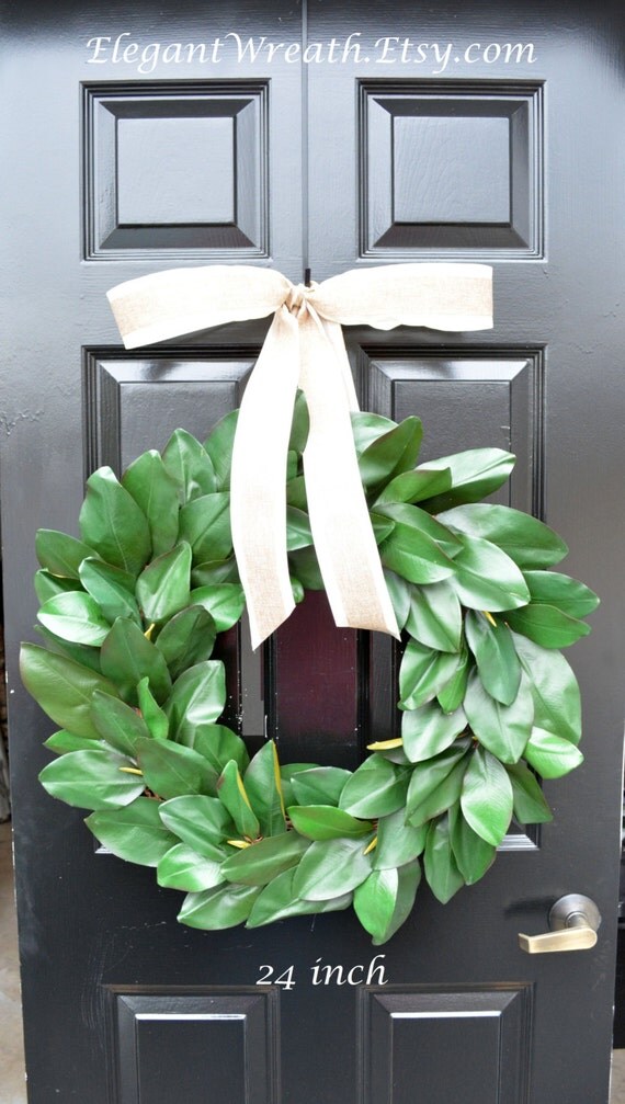 Artificial Magnolia Wreath Magnolia Leaves Door by ElegantWreath