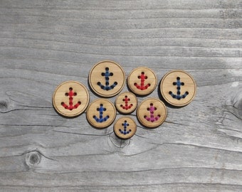 Anchor Buttons (5/8", 3/4", 1", 1 1/4", 1.5", 2") Bamboo Wood Stitchable Button