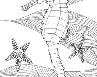 Zentangle Mermaid digital coloring page by illustrationsbyjoni