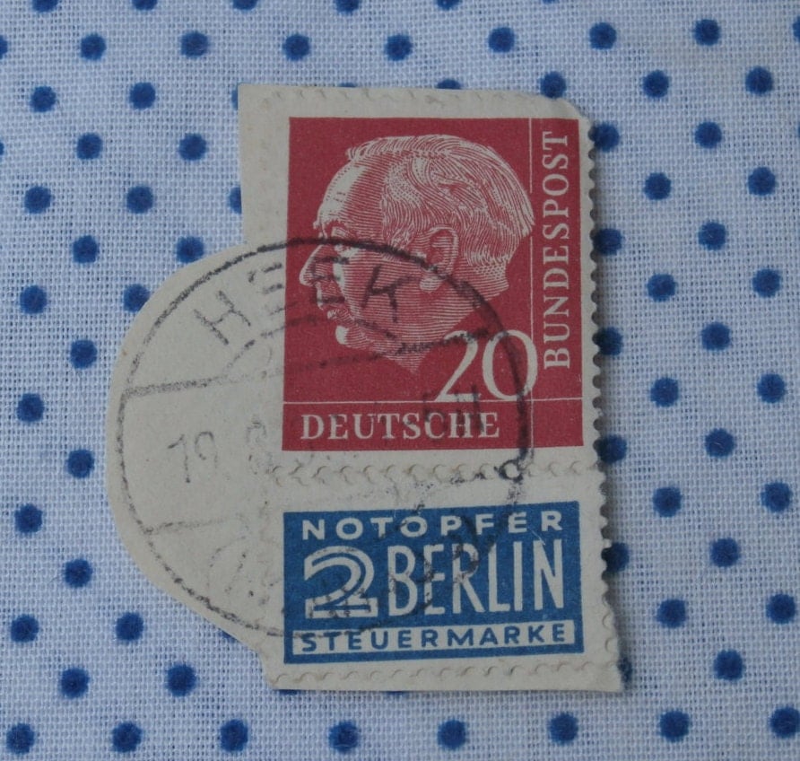 Germany Heuss Stamp Deutsch Bundespost 20 w Notopfer 2 Berlin