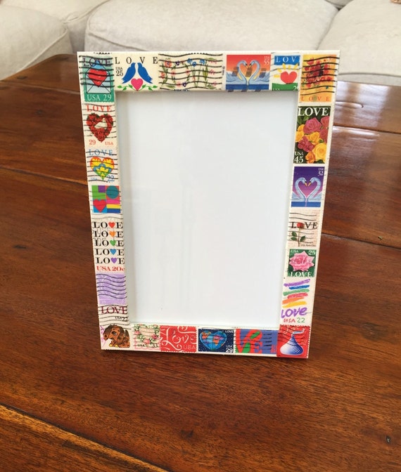 Love Postage Stamp Frame Holds 5 x 7 photo by StampedPSILoveYou