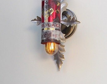 Custom Made Sconce Light Fixture , Vintage Lucky Lager Beer Can (fixture 2of 2